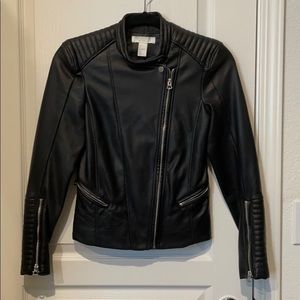 H&M faux leather motorcycle jacket size 4 black